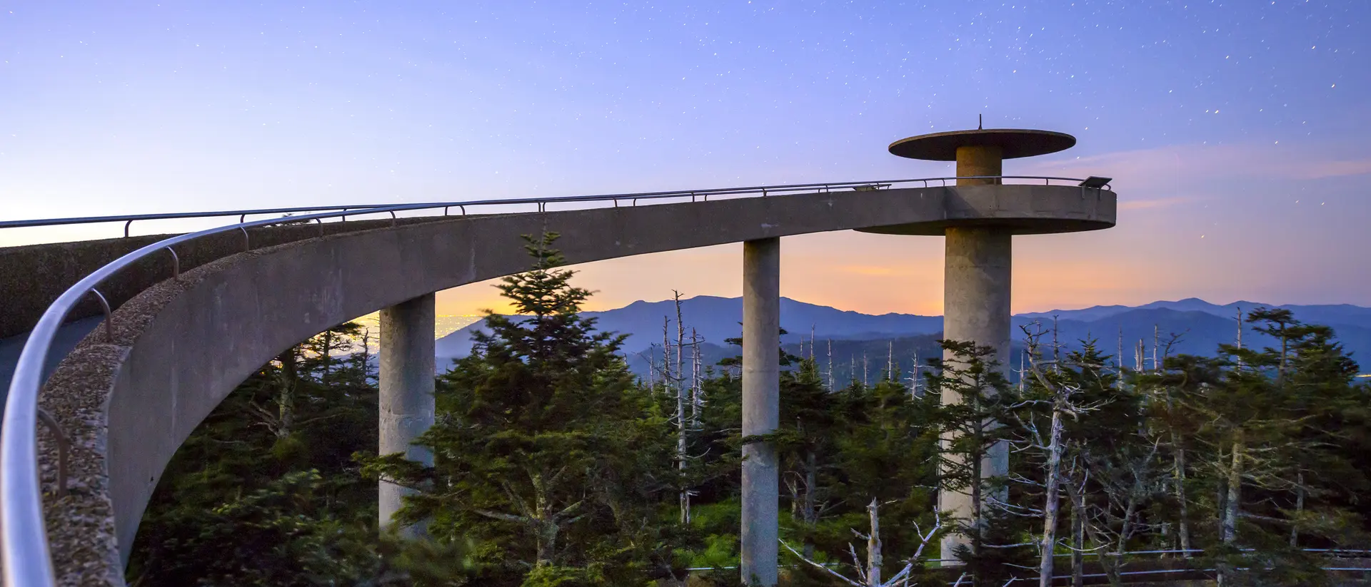 Great Smoky Mountains Clingman's Dome mountaintop observatory in the Great Smoky Mountains, Tennessee, USA.
