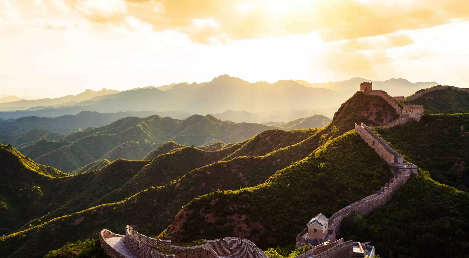 Great Wall of China under sunshine, is the largest man-made project in the world spanning over 20,000 km