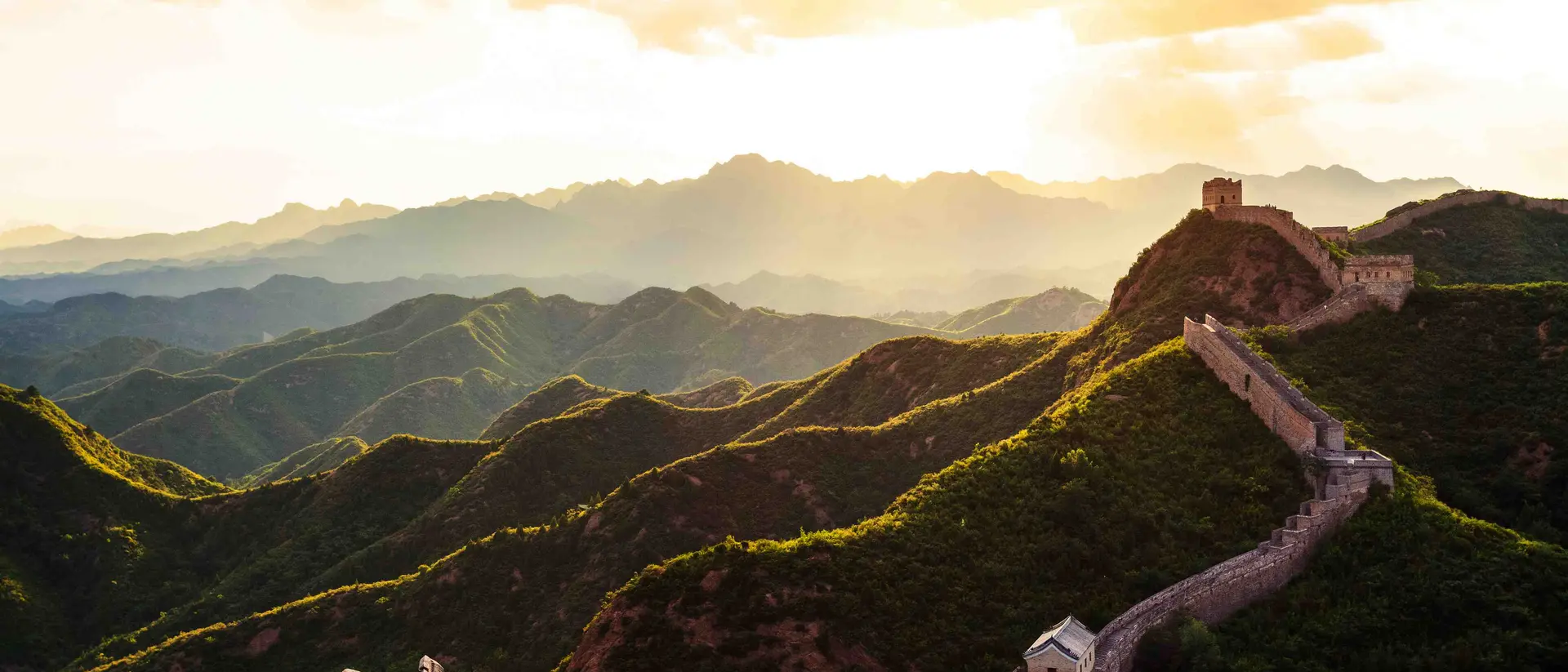 Great Wall of China under sunshine, is the largest man-made project in the world spanning over 20,000 km