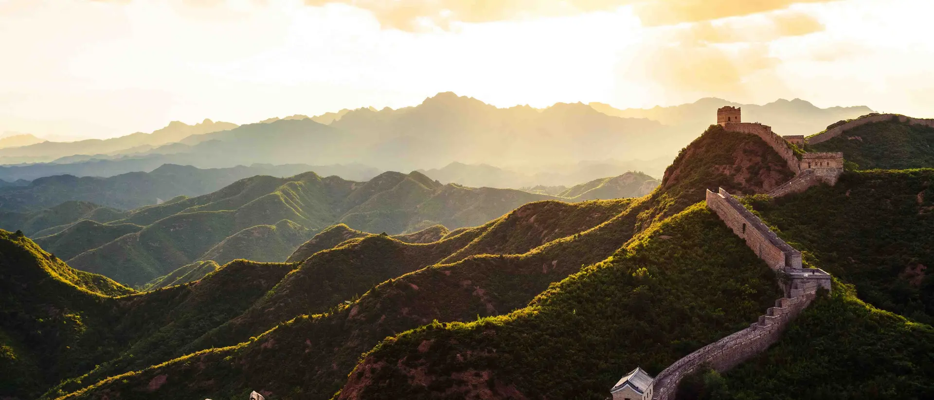 Great Wall of China under sunshine, is the largest man-made project in the world spanning over 20,000 km