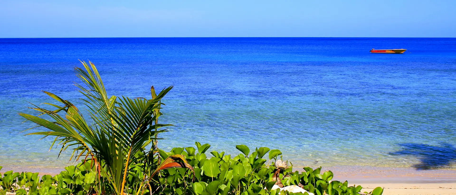 Yasawa Islands Turquoise pacific ocean waters and boat