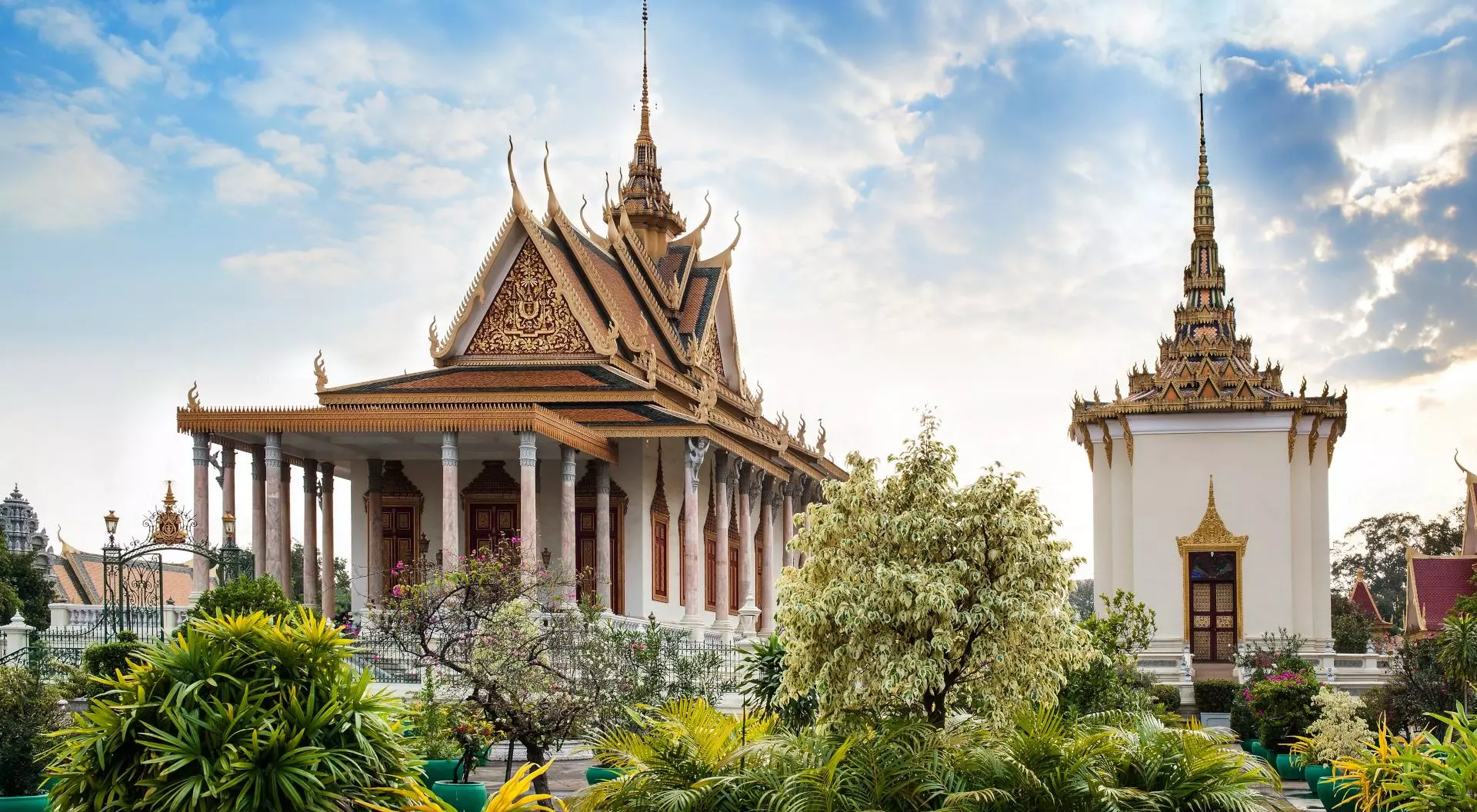 The Silver Pagoda or Wat Preah Keo, Wat Ubosoth Ratanaram or Preah Vihear Preah Keo Morakot is located on the south side of the Royal Palace, Phnom Penh