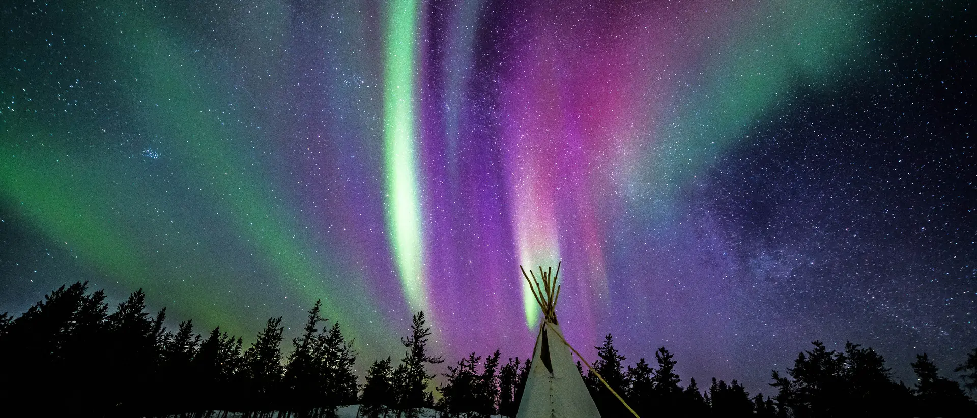 Northern lights and the Milky Way stock photo