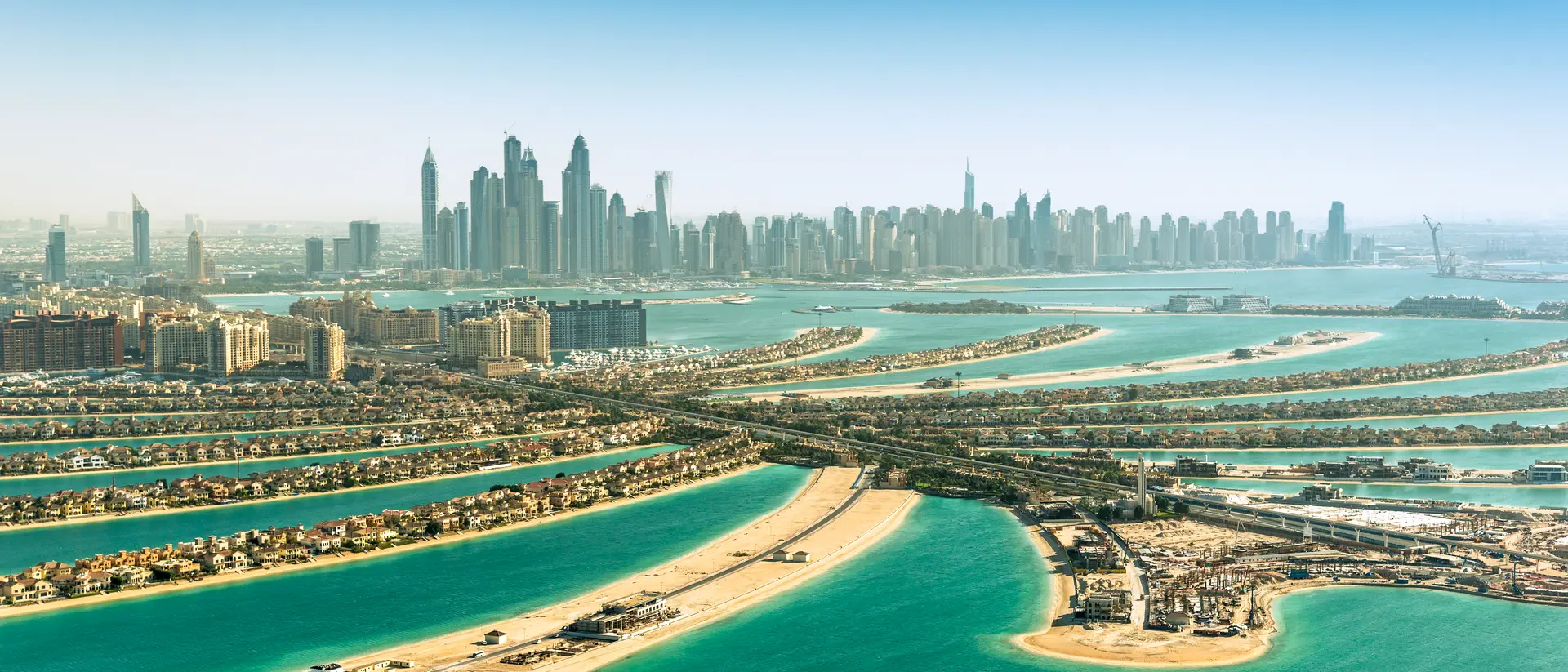 The Palm Jumeirah, with Dubai skyline in background