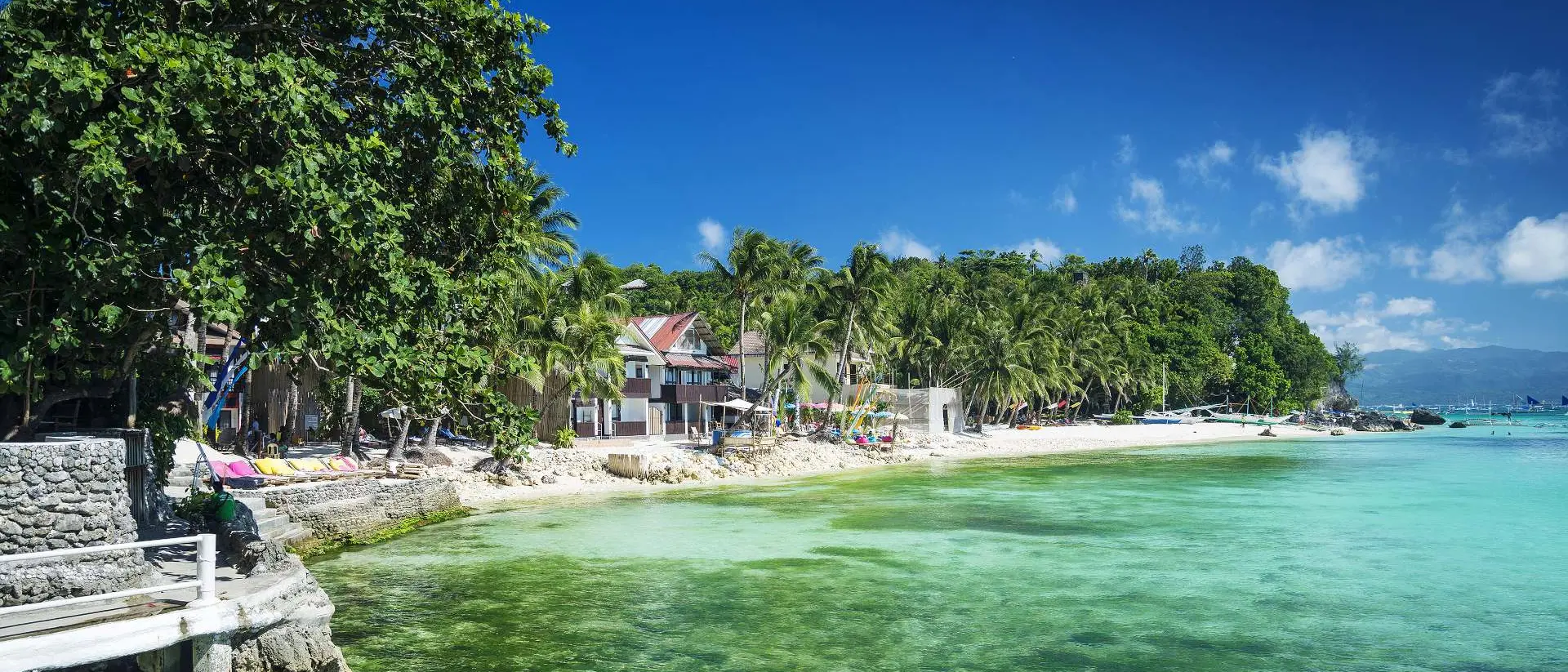 Diniwid beach, Boracay, Malay Beach in tropical paradise with stunning emerald waters