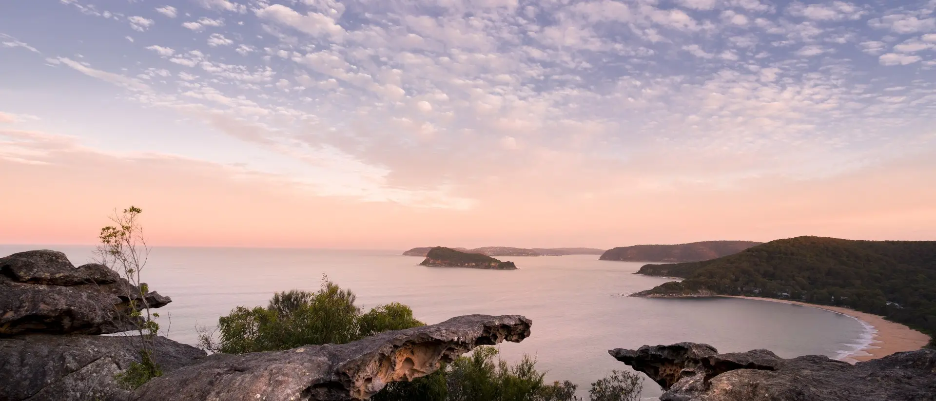 Looking south toward Lion Island, Palm beach and the coastline of Sydney, Australia, NSW