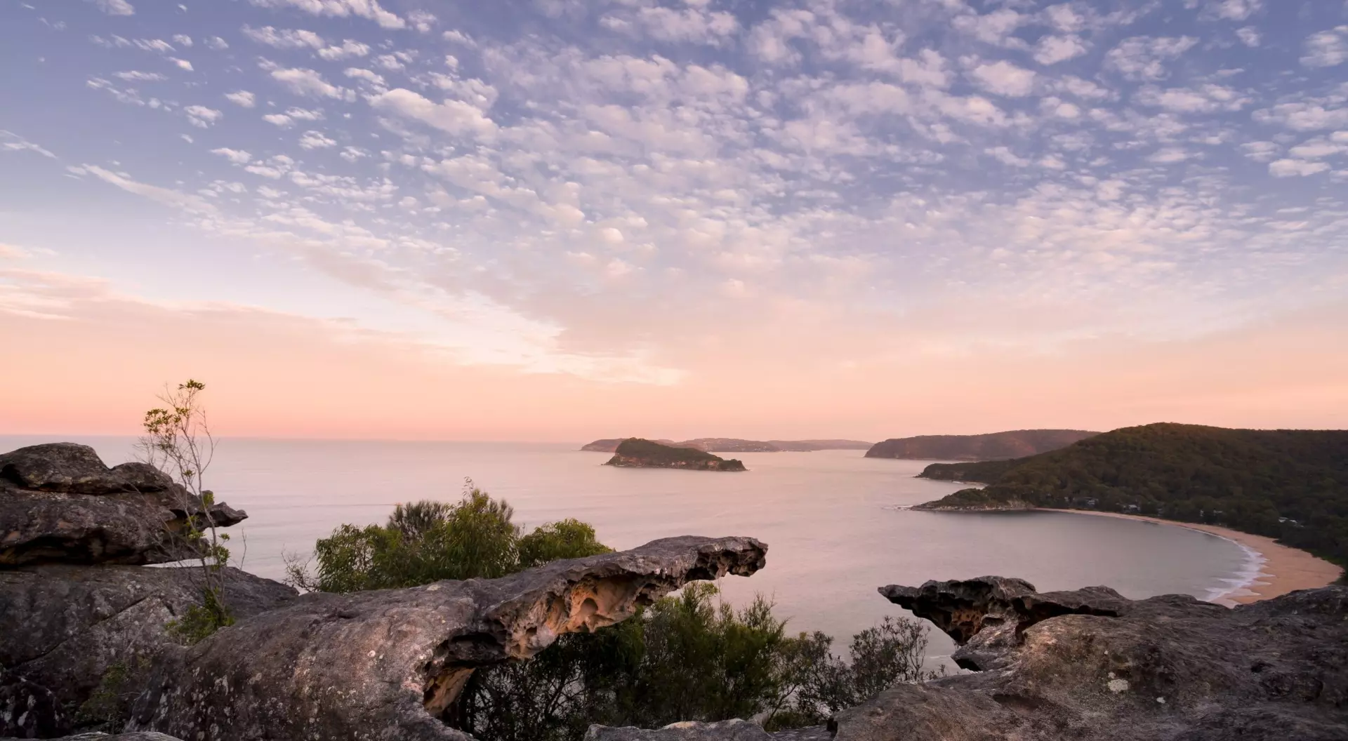 Looking south toward Lion Island, Palm beach and the coastline of Sydney, Australia, NSW