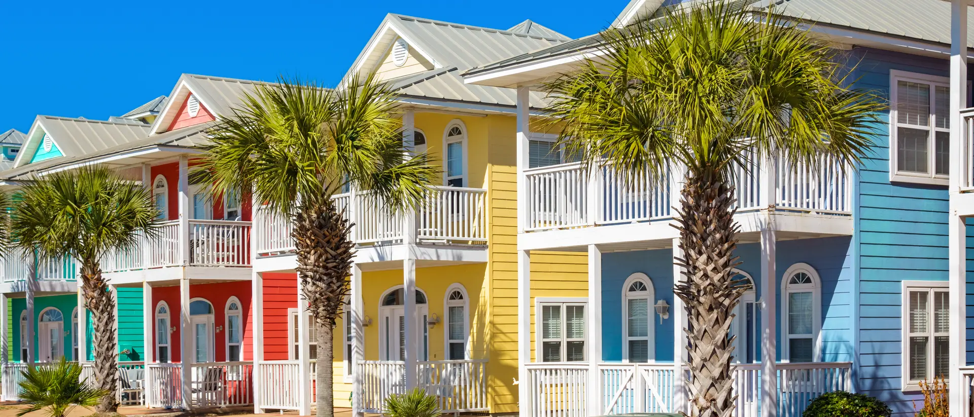 Panama City Beach Colourful homes along the beach in Panama City Beach