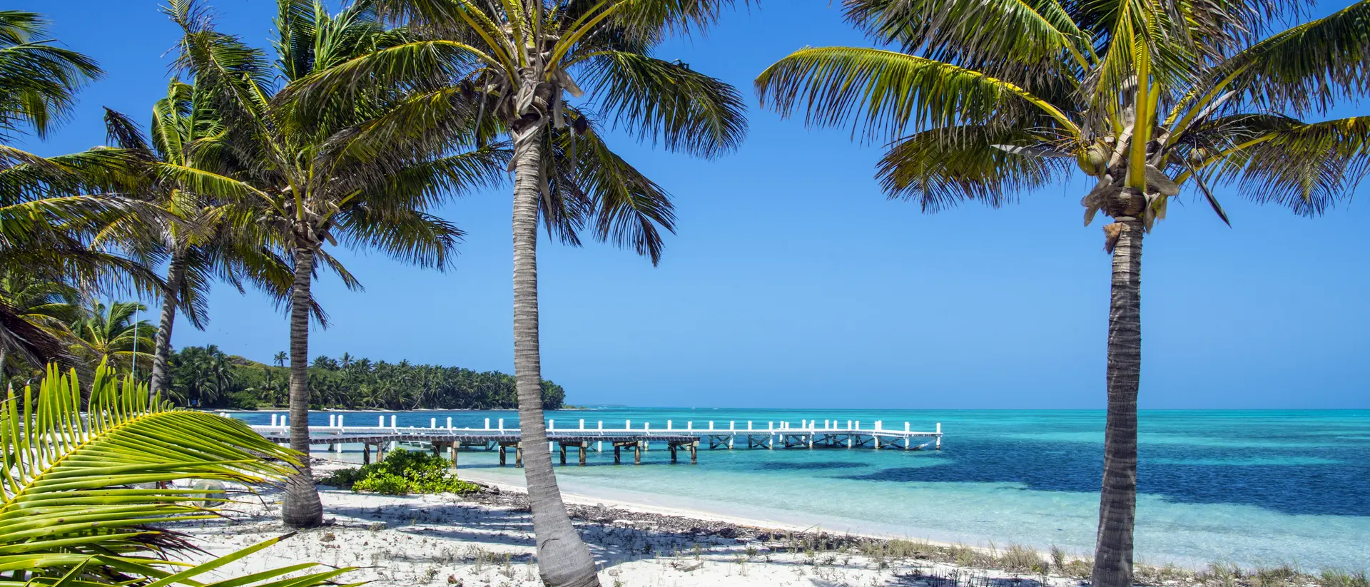 Half Moon Caye, Lighthouse Reef Atoll The new boat dock at Half Moon Caye. Lighthouse Reef Atoll, Belize Caribbean.