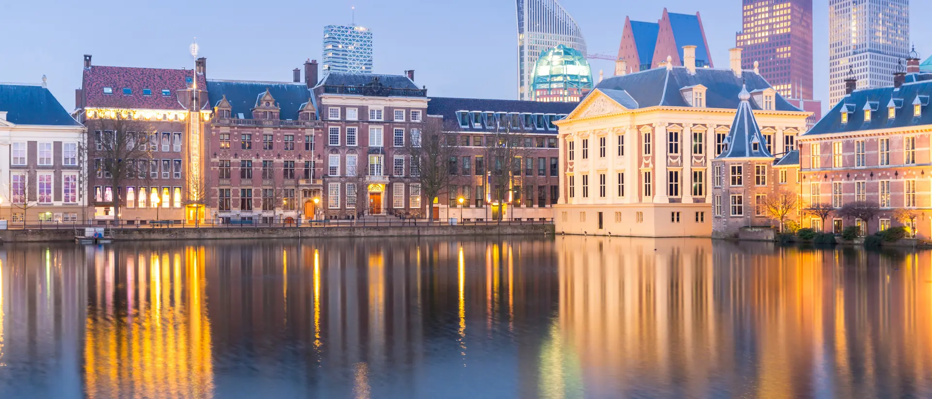 Binnenhof palace, place of Parliament in The Hague at dusk
