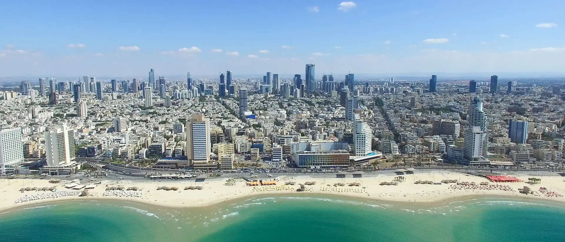 Bograshov Beach Tel Aviv skyline with views of Bograshov Beach along promenade