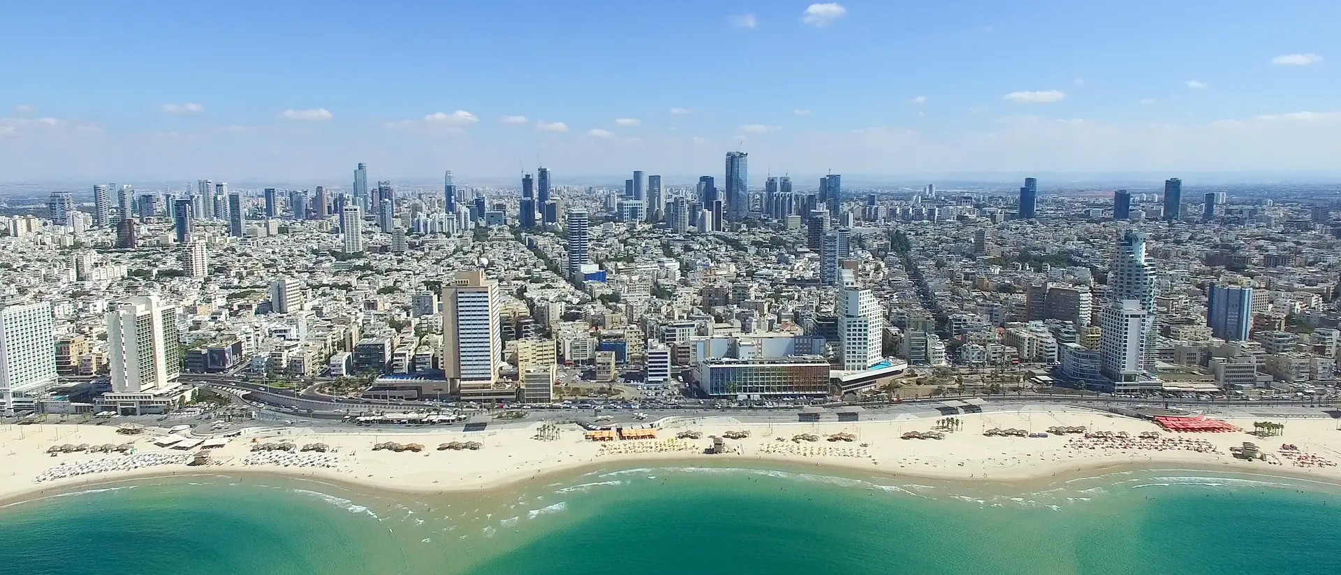 Bograshov Beach Tel Aviv skyline with views of Bograshov Beach along promenade