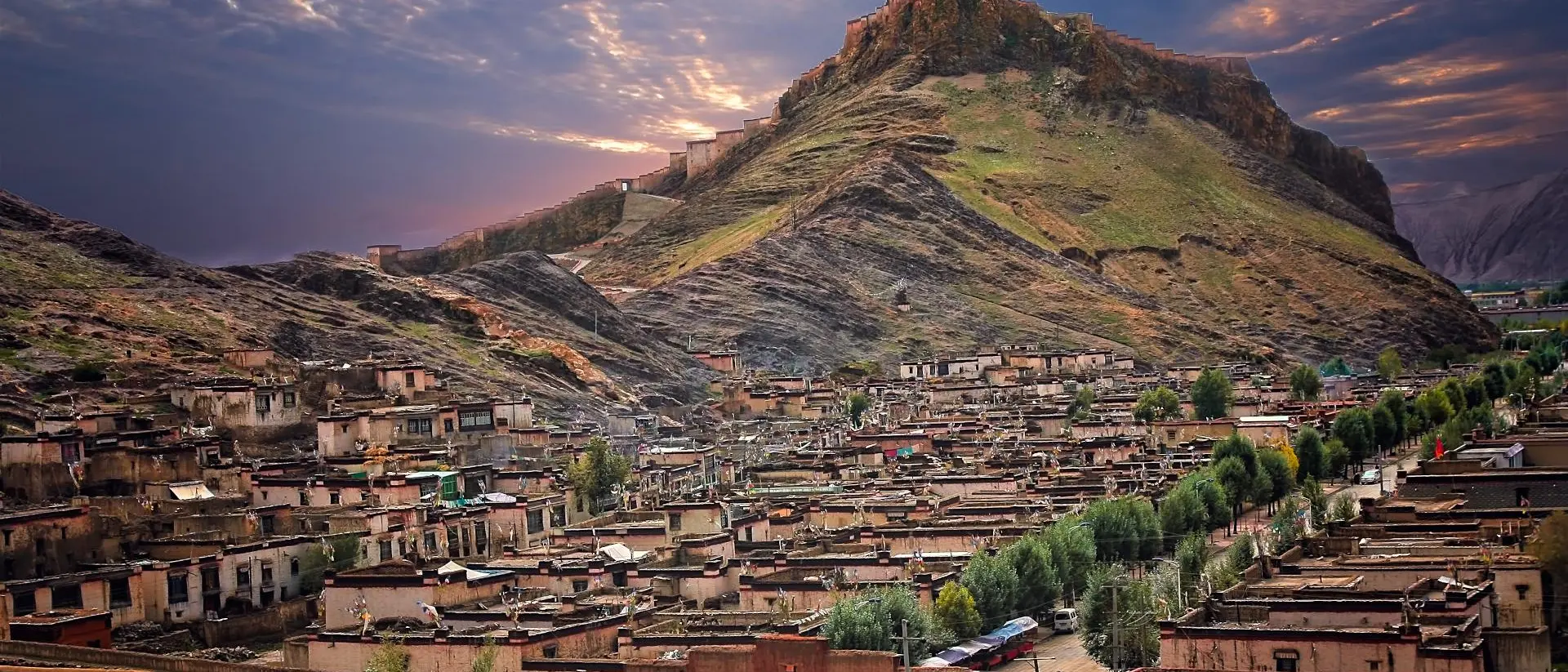 Xigazê Tibetan Fort on top of the rocky hill in Gyangse in central Tibet
