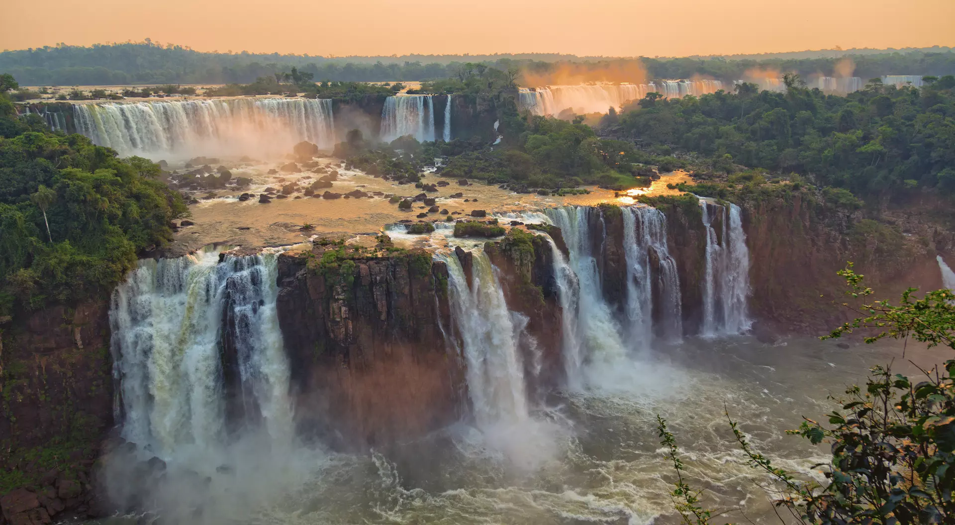 Iguazu Falls borders both Brazil and Argentina Aerial view of Iguazu Falls