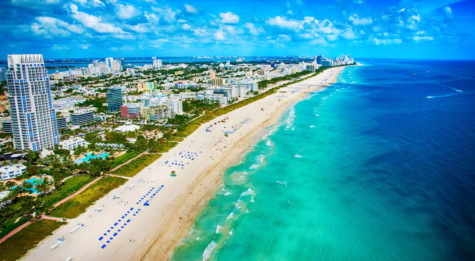 Miami Beach, United States The white sands and turquoise ocean of beautiful Miami Beach