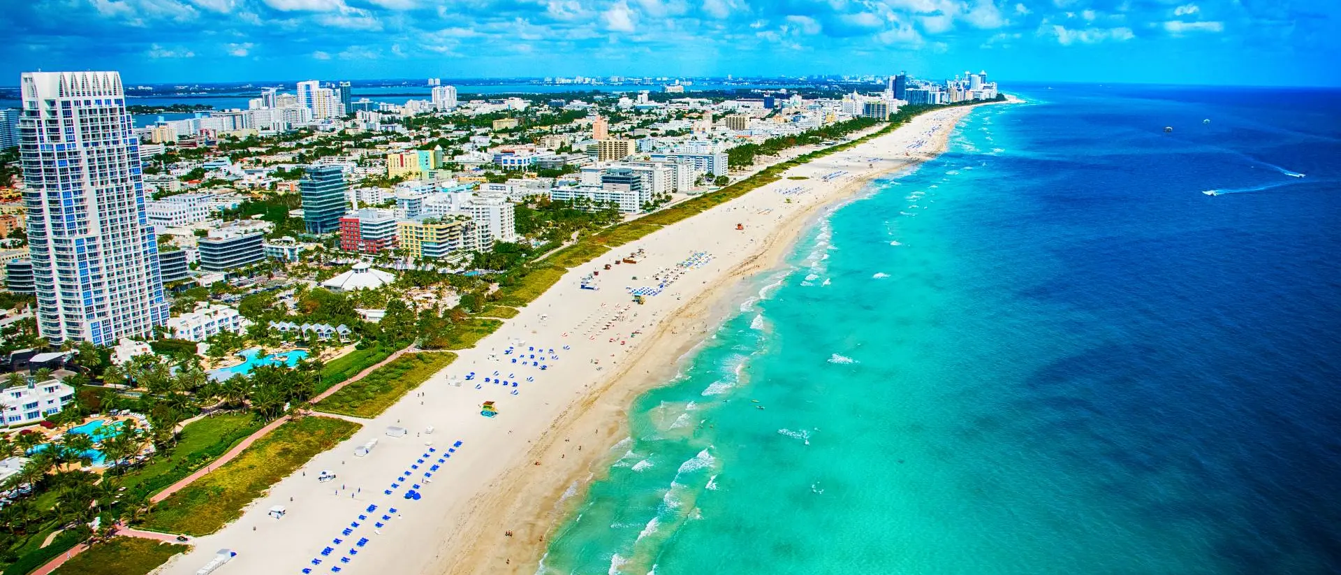 Miami Beach, United States The white sands and turquoise ocean of beautiful Miami Beach