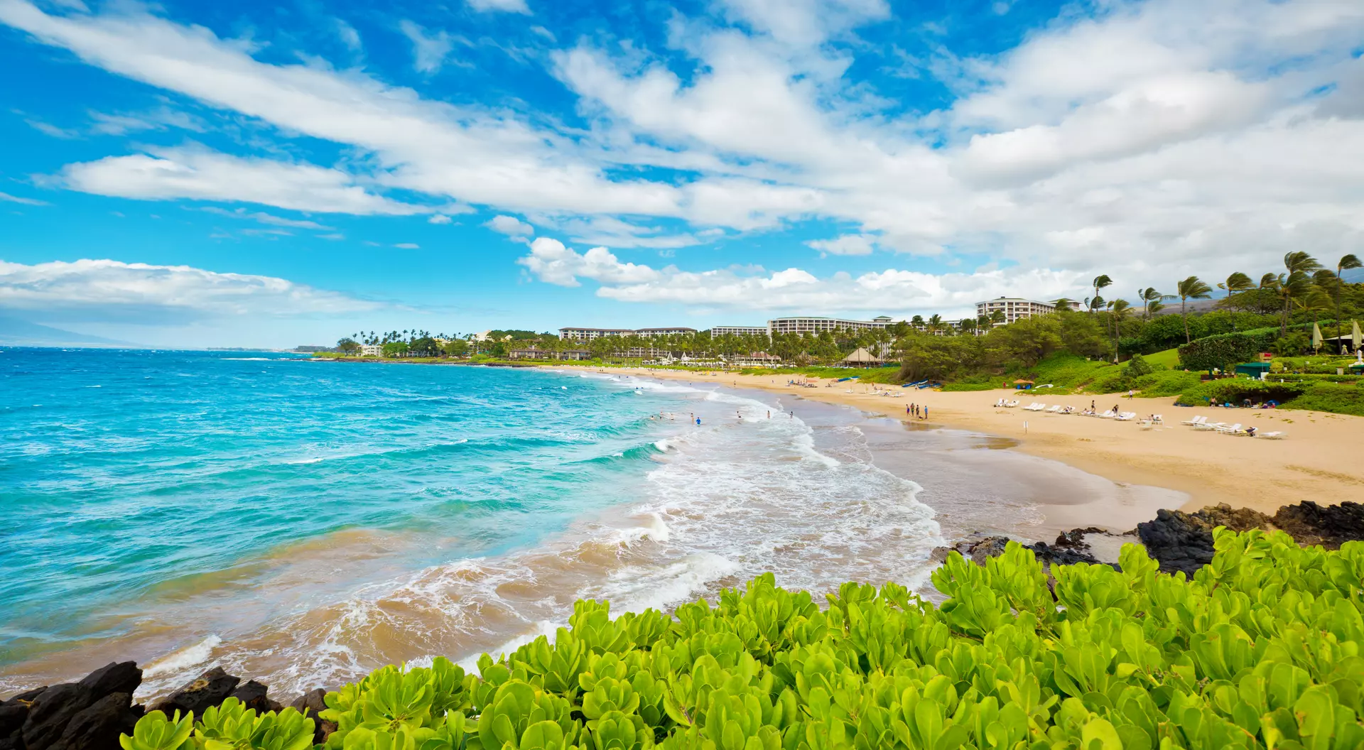Maui, Hawaii Bright blue waters and white sandy beach
