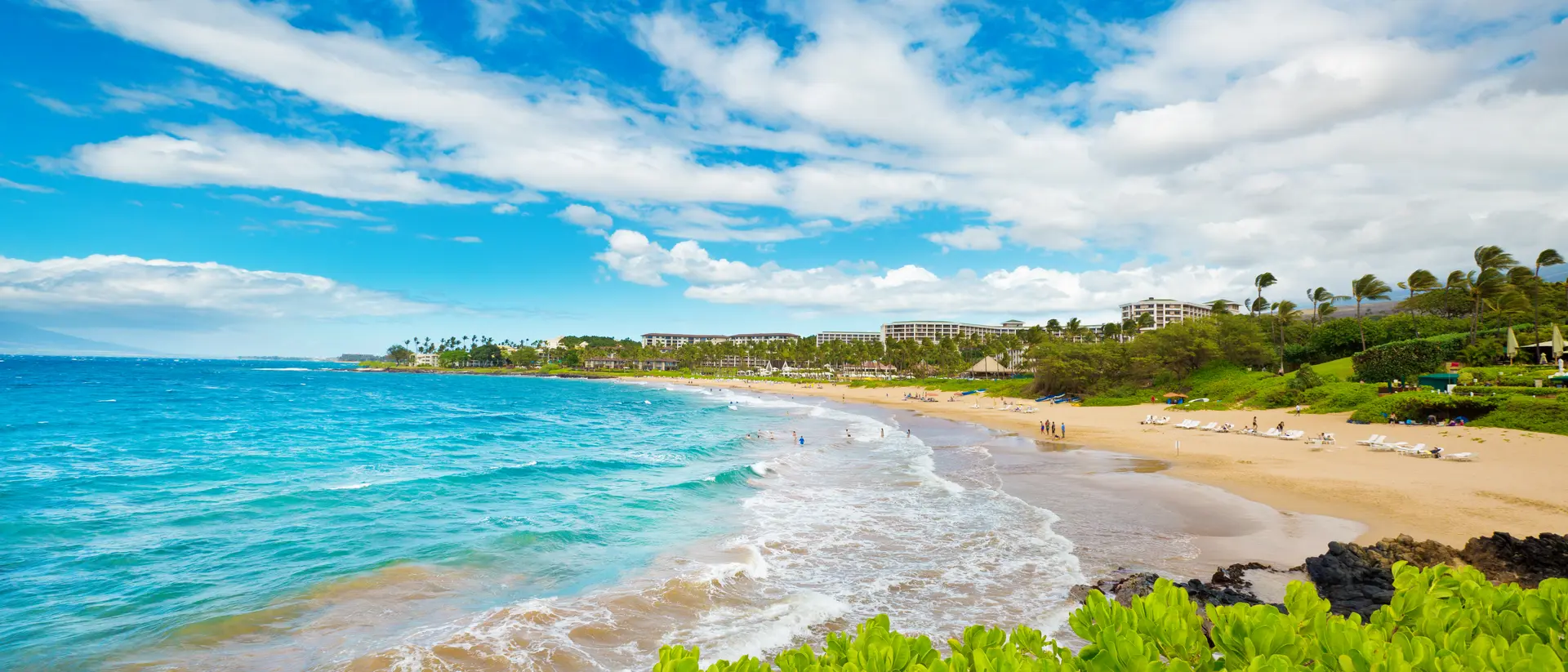 Maui, Hawaii Bright blue waters and white sandy beach