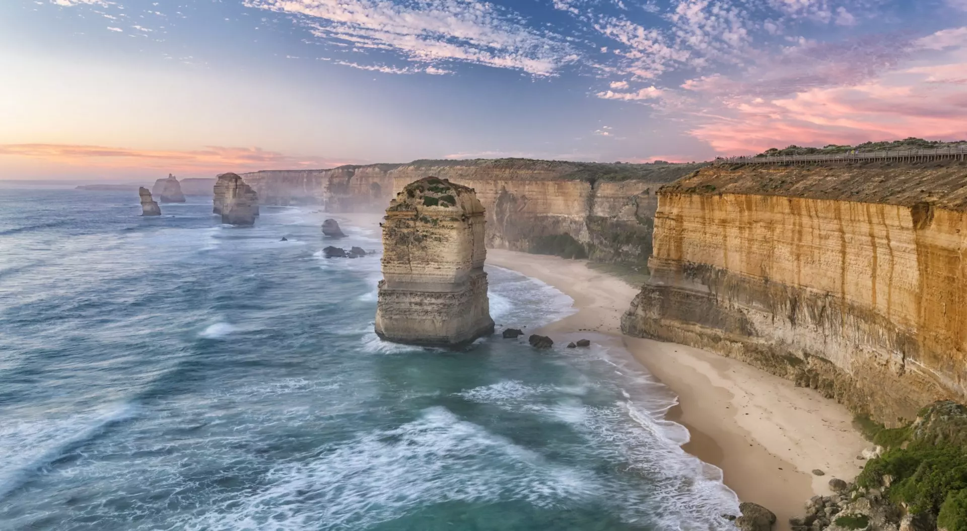 Sunset at the famous Twelve Apostles, Great Ocean Road, Victoria, Australia