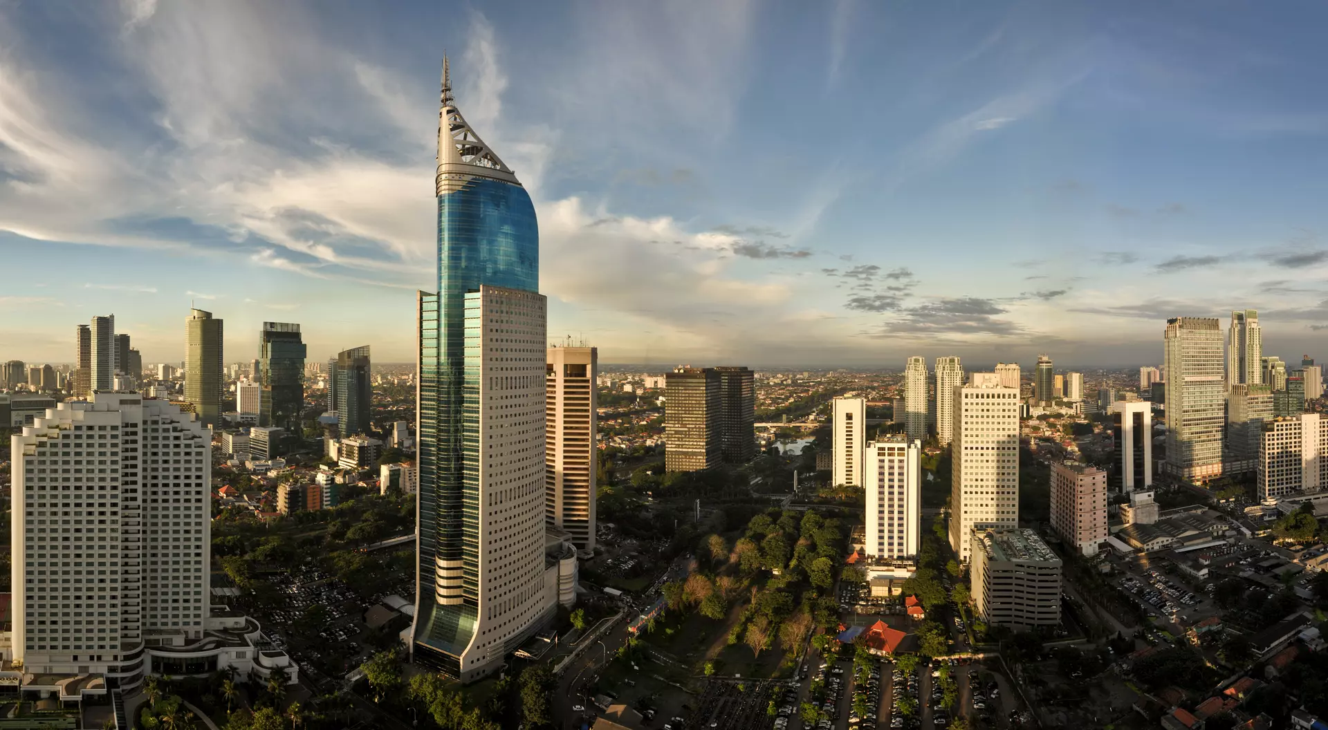 Jakarta city skyline with highrises 