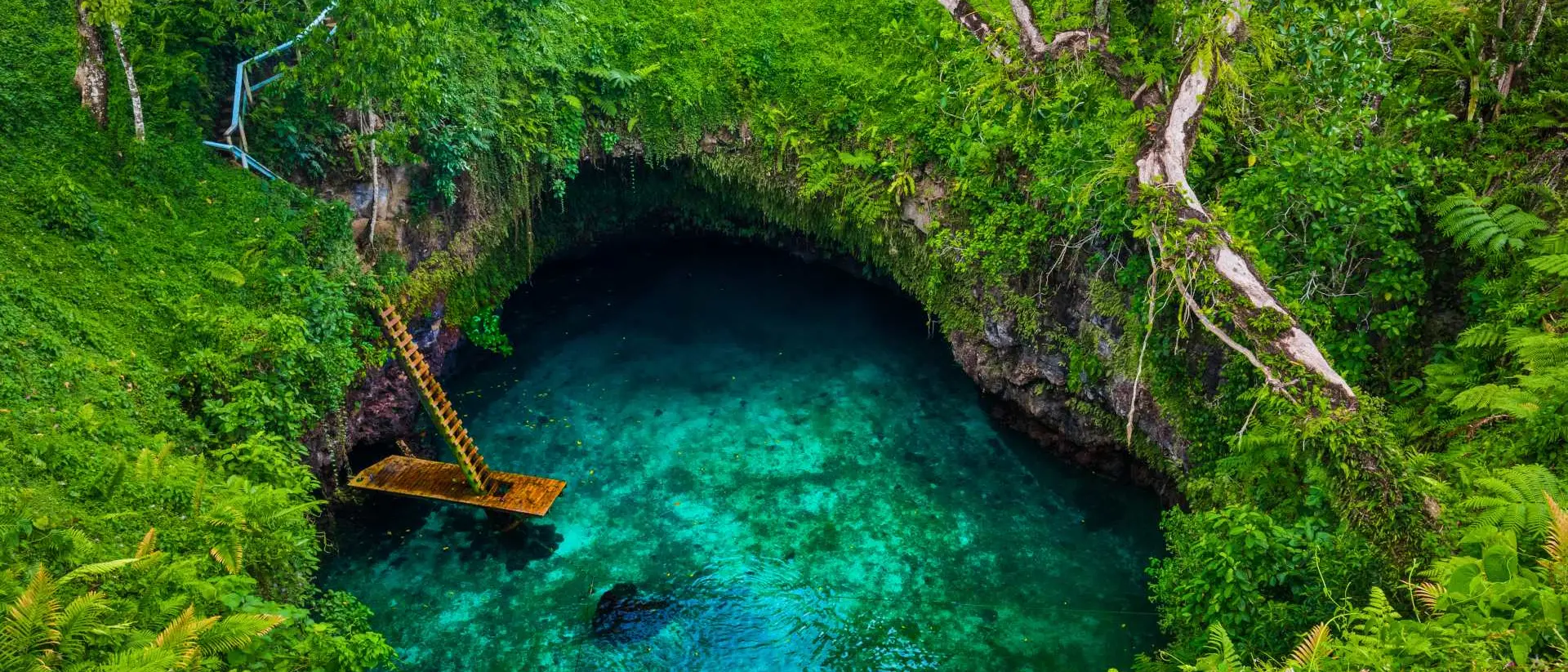 Famous swimming hole surrounded by lush forest