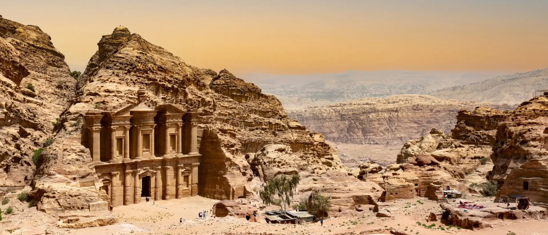 The Monastery or Ad Deir at beautiful sunset in Petra ruin and ancient city of Nabatean kingdom