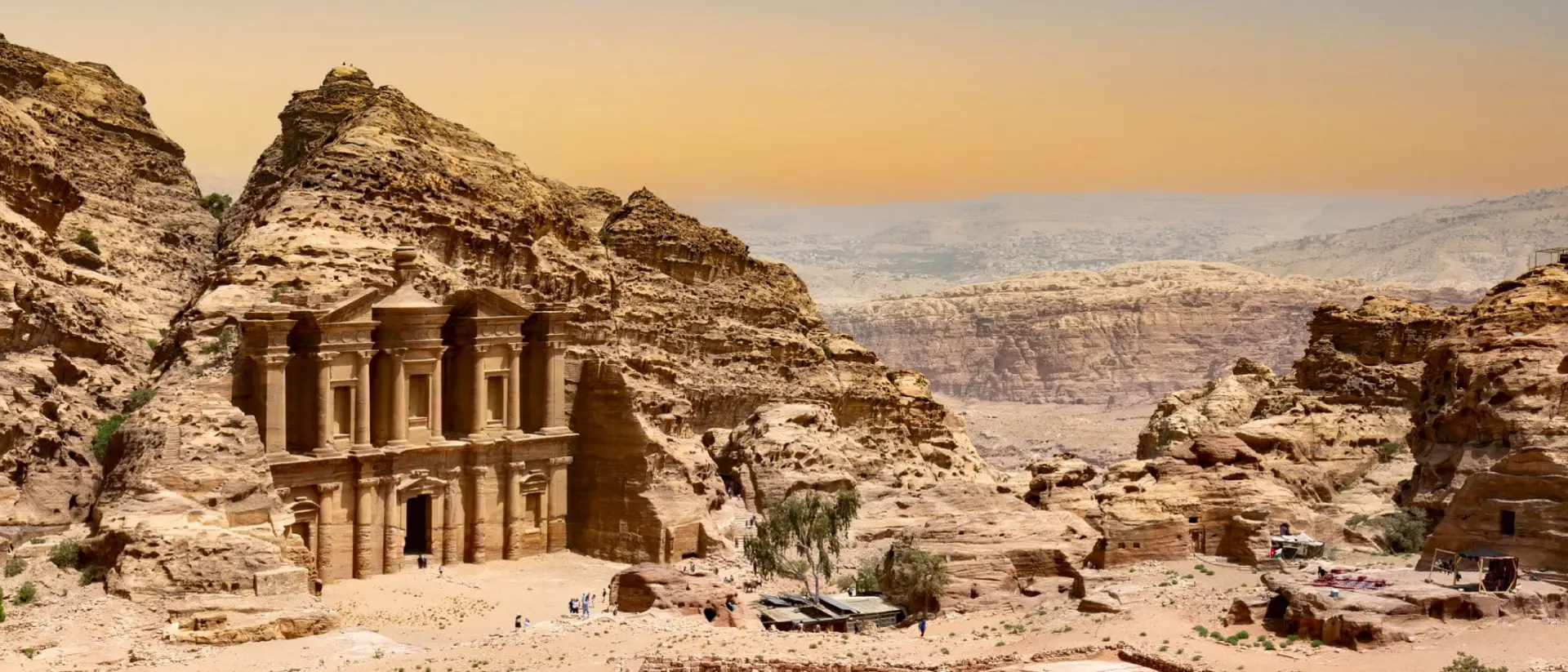 The Monastery or Ad Deir at beautiful sunset in Petra ruin and ancient city of Nabatean kingdom