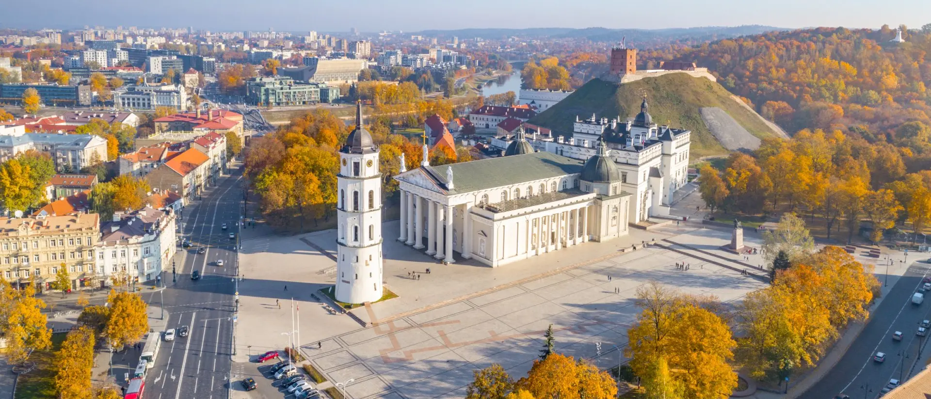 The Cathedral Square, main square of the Vilnius Old Town, a key location in city's public life, situated as it is at the crossing of the city's main streets