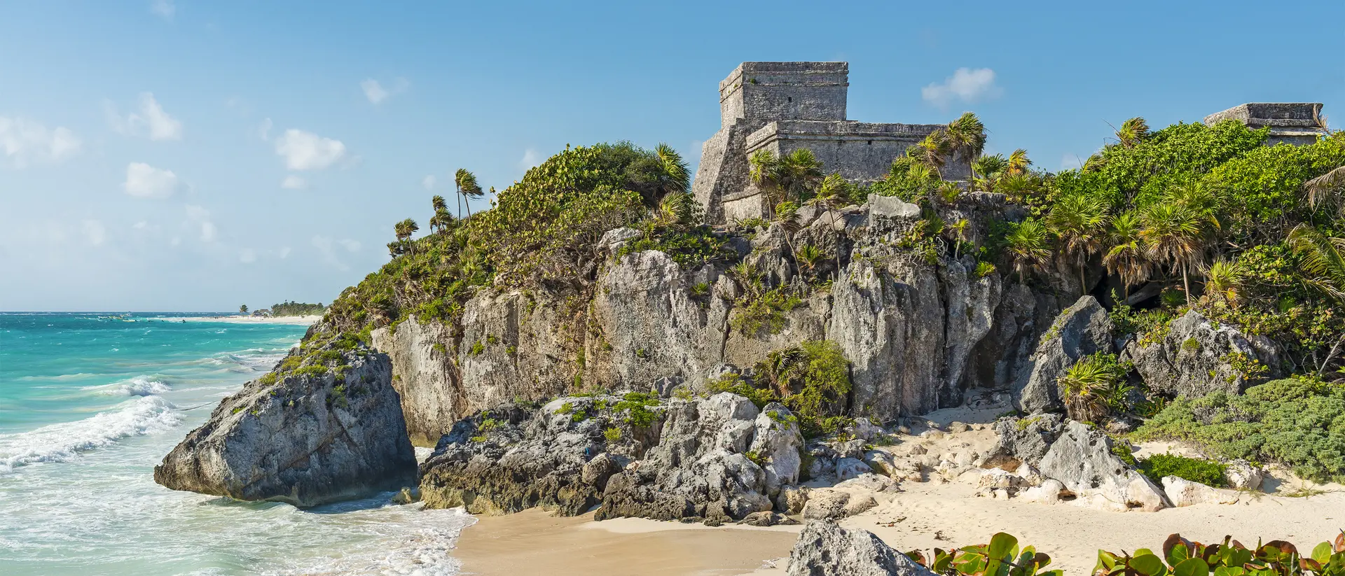 Mayan ruins along the beach of Tulum in Mexico