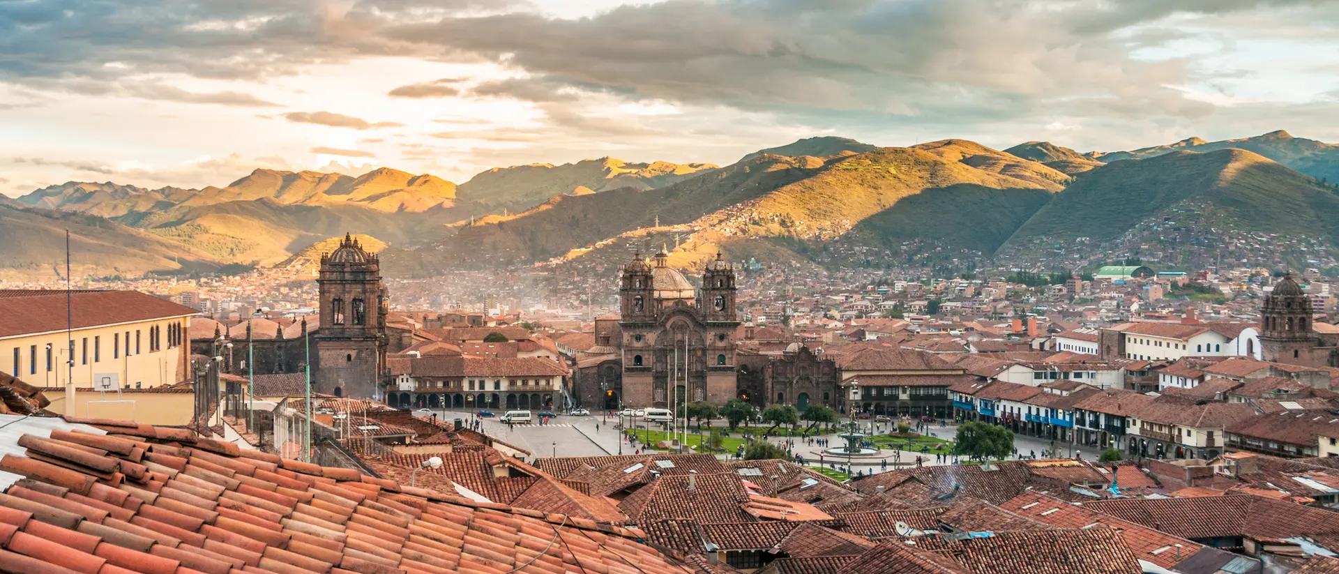 Plaza de Armas, Cusco Panoramic view of Cusco and its colonial rooftops near the main square of Plaza de Armas near sunset in Peru