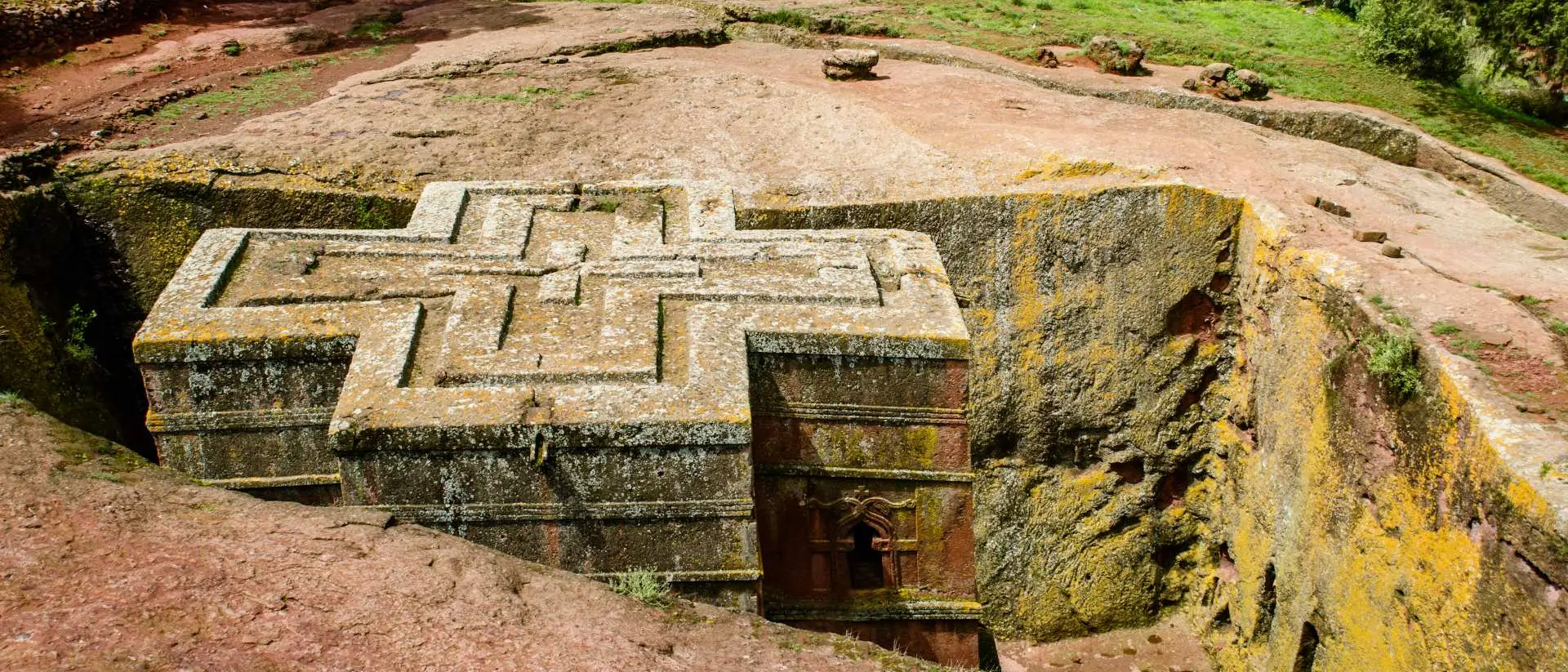 Church of Saint George - Lalibela Ethiopia View from above of the famous church of Saint George, cut from a single rock