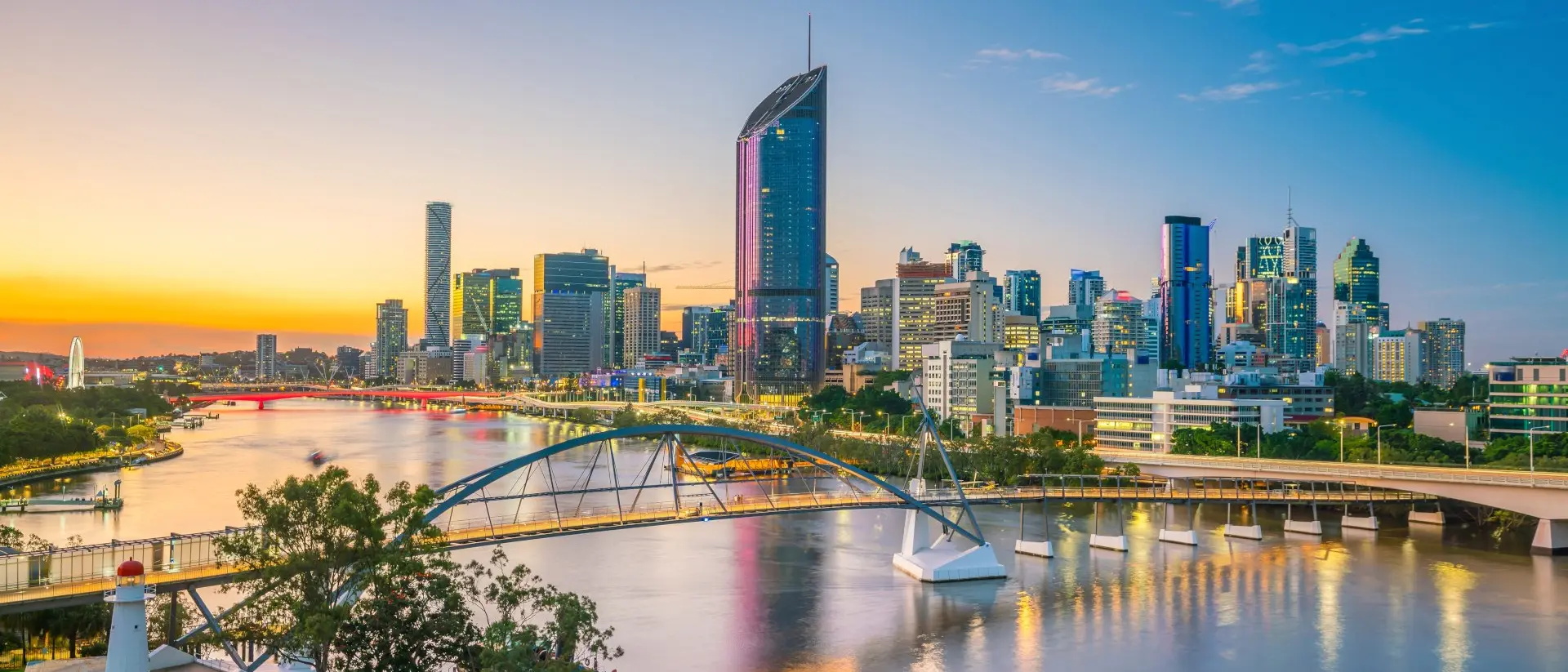 Brisbane city skyline Brisbane city skyline and Brisbane river at twilight in Australia
