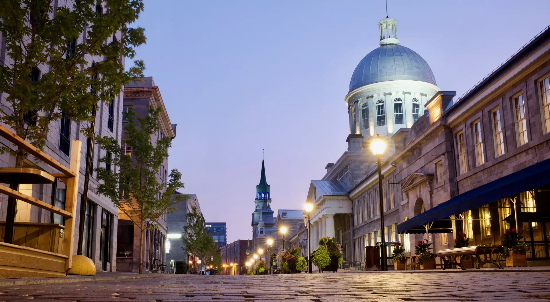 Cobbled Streets at Dawn in the Old Town of Montreal