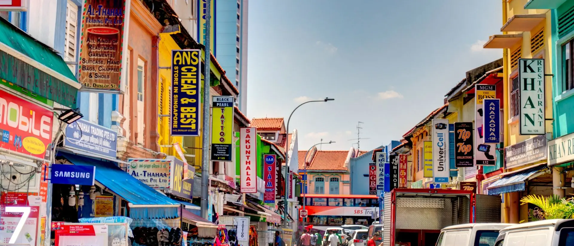 Little India, Singapore bright coloured buildings of Little India in Singapore