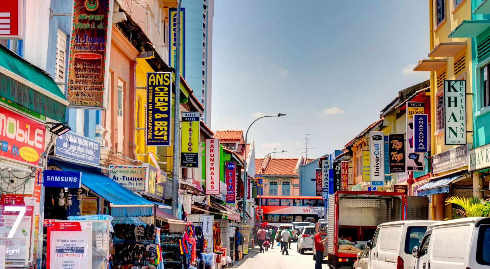 Little India, Singapore bright coloured buildings of Little India in Singapore