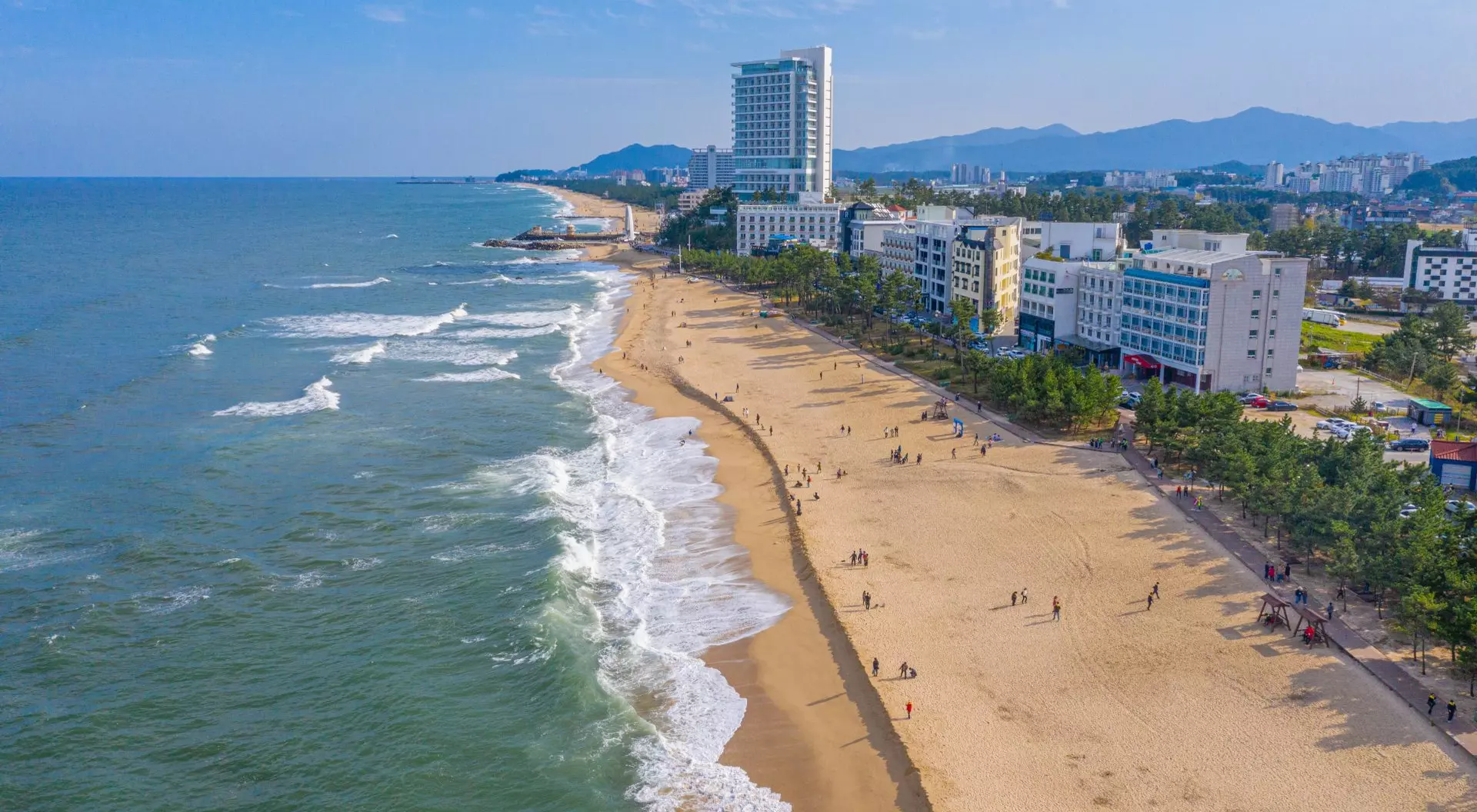 Gyeongpo Beach, Gangneung, South Korea Aerial view of Gyeongpo Beach in Gangneung, Republic of Korea