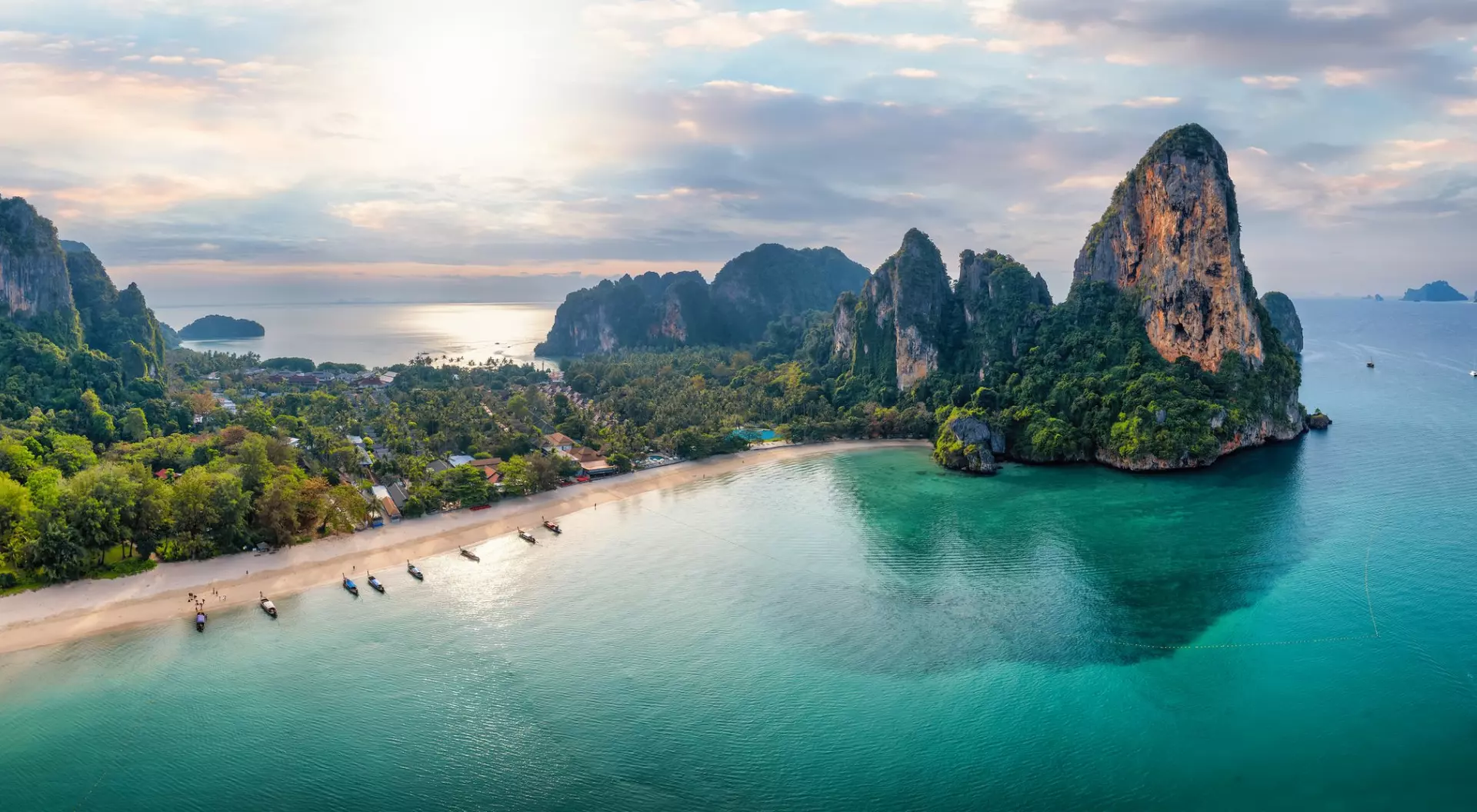 Panoramic aerial view of the beautiful Railay beach