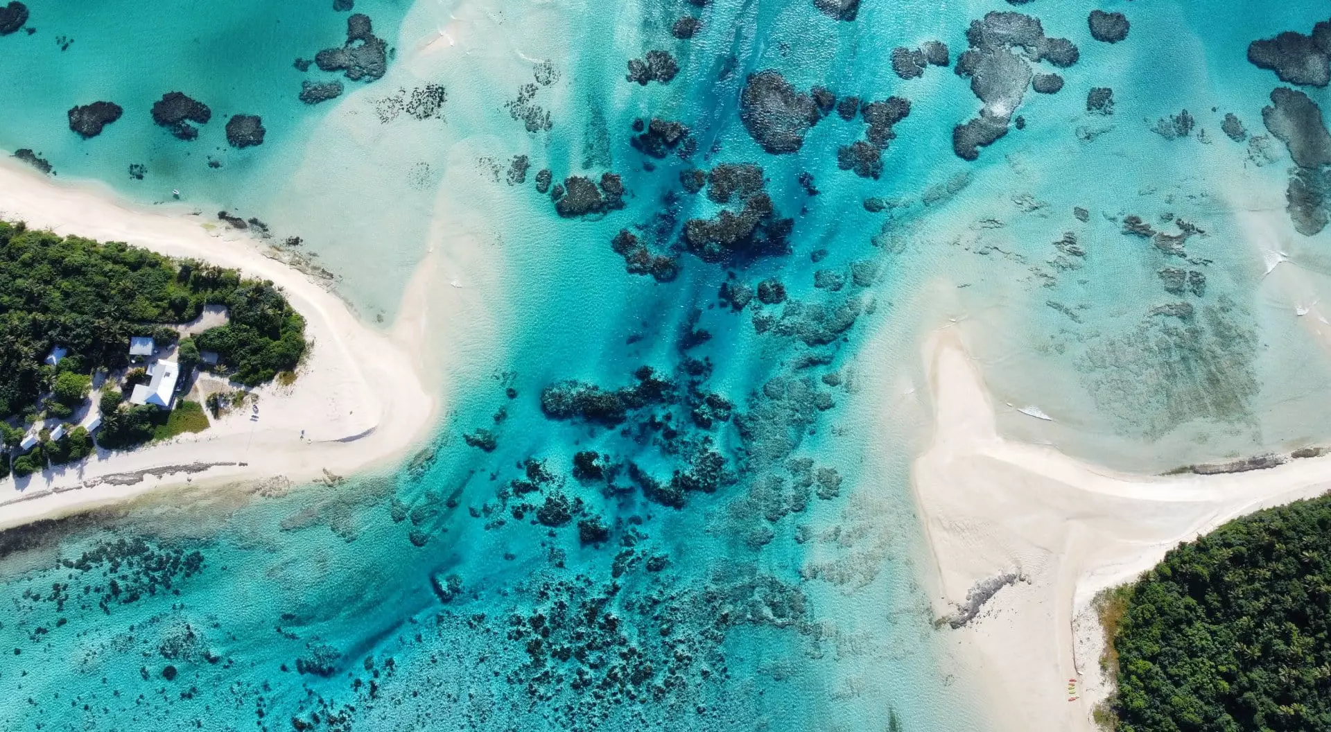 Aerial views of different islands in the Kingdom of Tonga