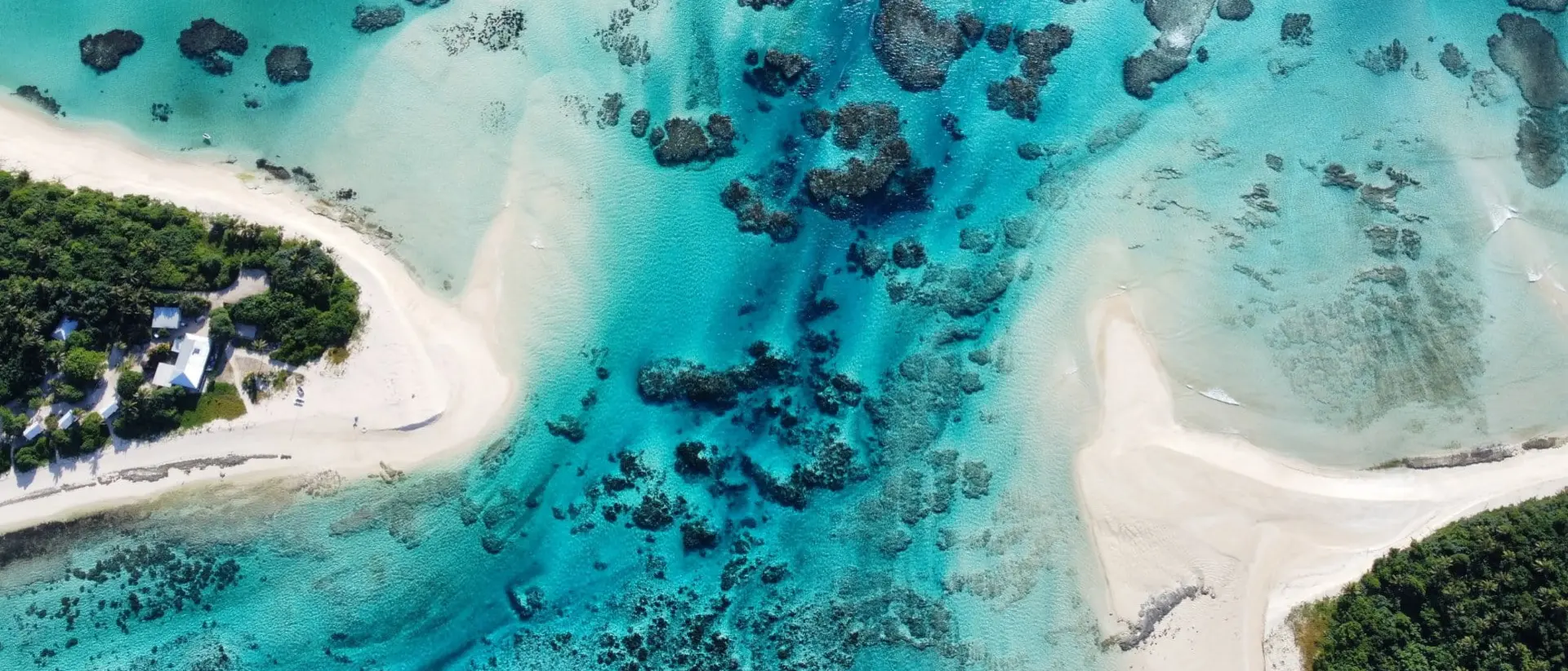 Aerial views of different islands in the Kingdom of Tonga