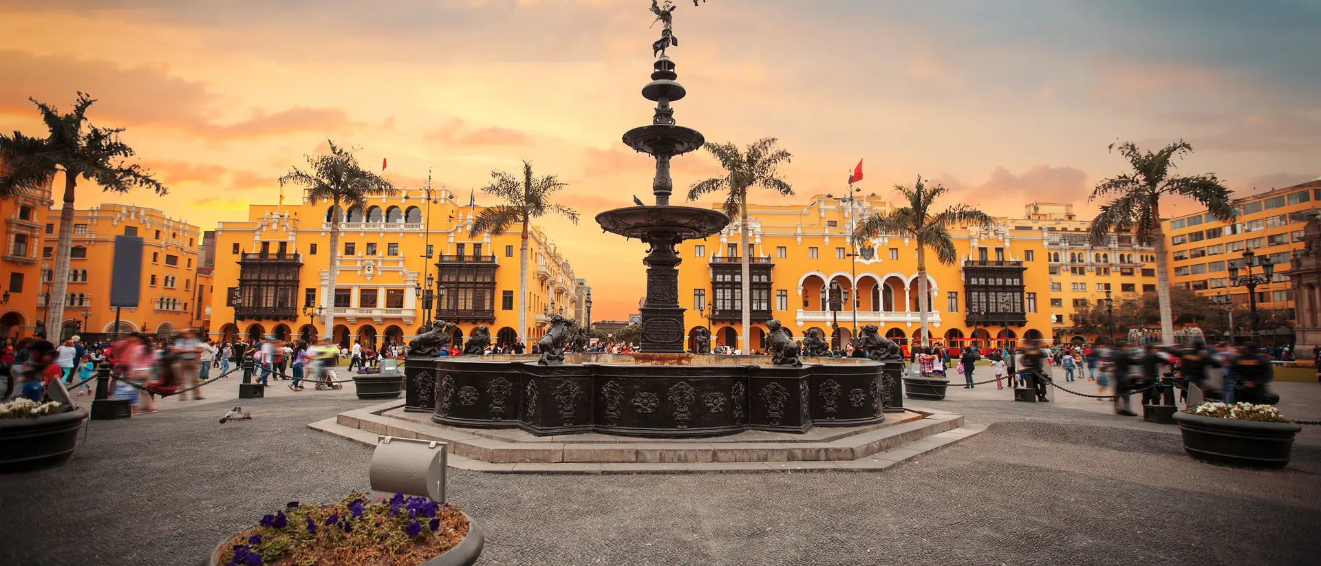 Panoramic view of San Martin Square, in Lima, Peru