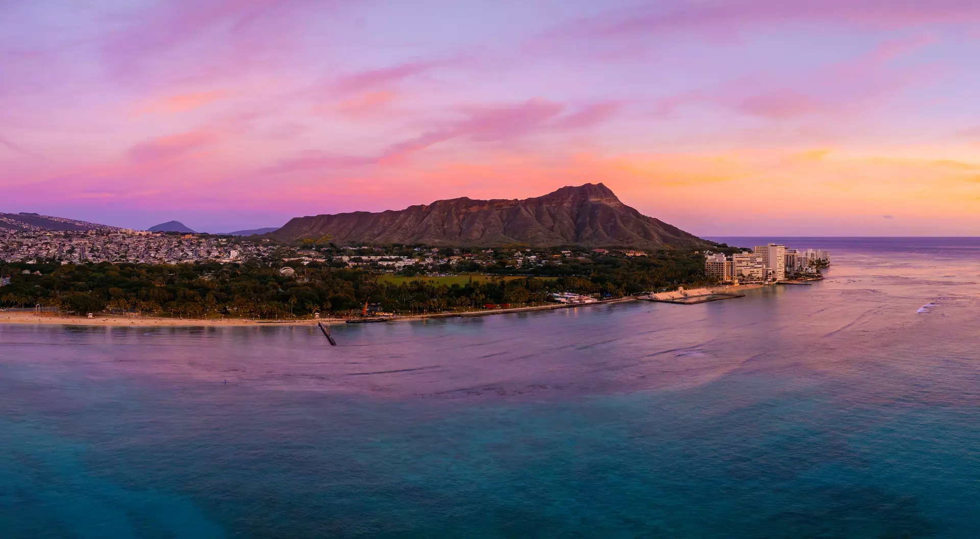 Aerial view of Waikiki Beach in Honolulu