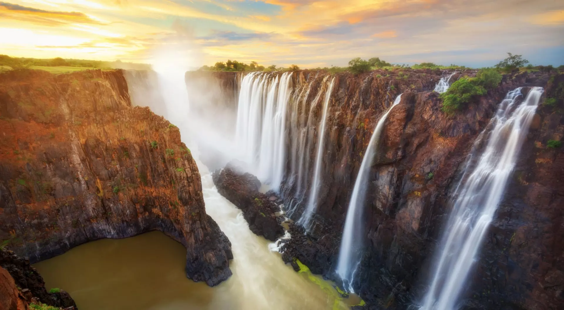 Majestic Victoria Falls, the largest waterfall in Africa