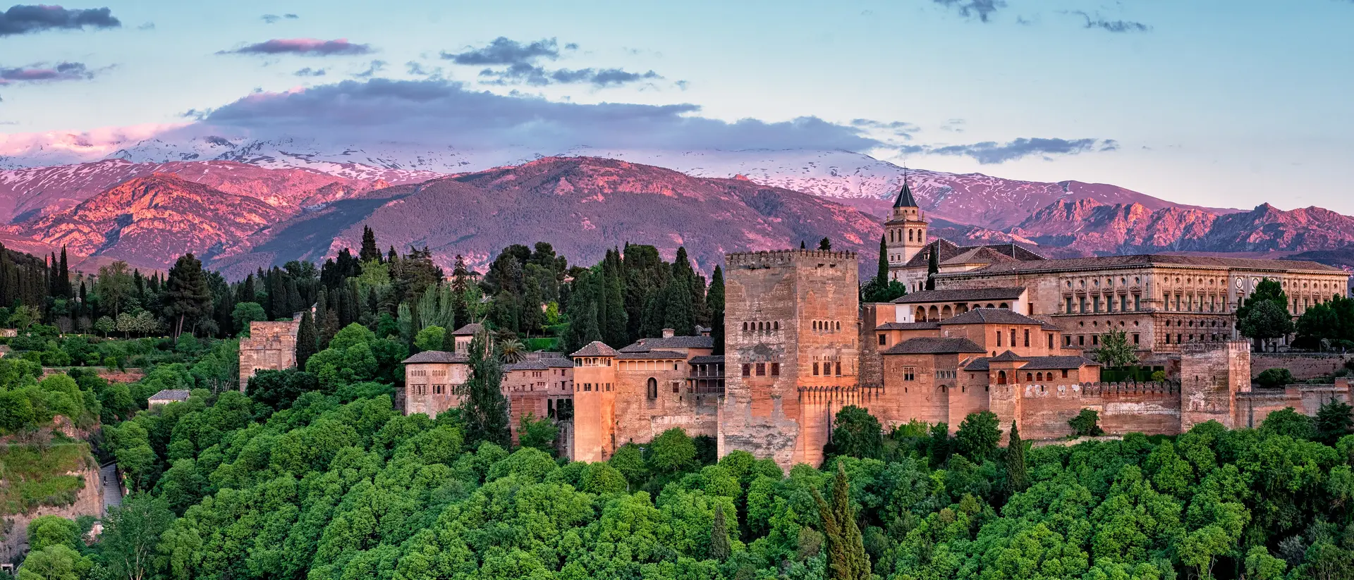 Alhambra in Granada at sunset