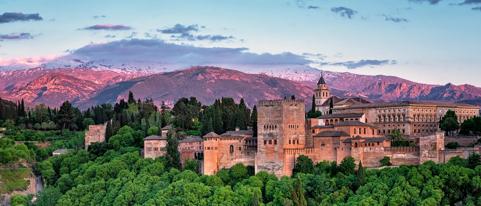 Alhambra in Granada at sunset