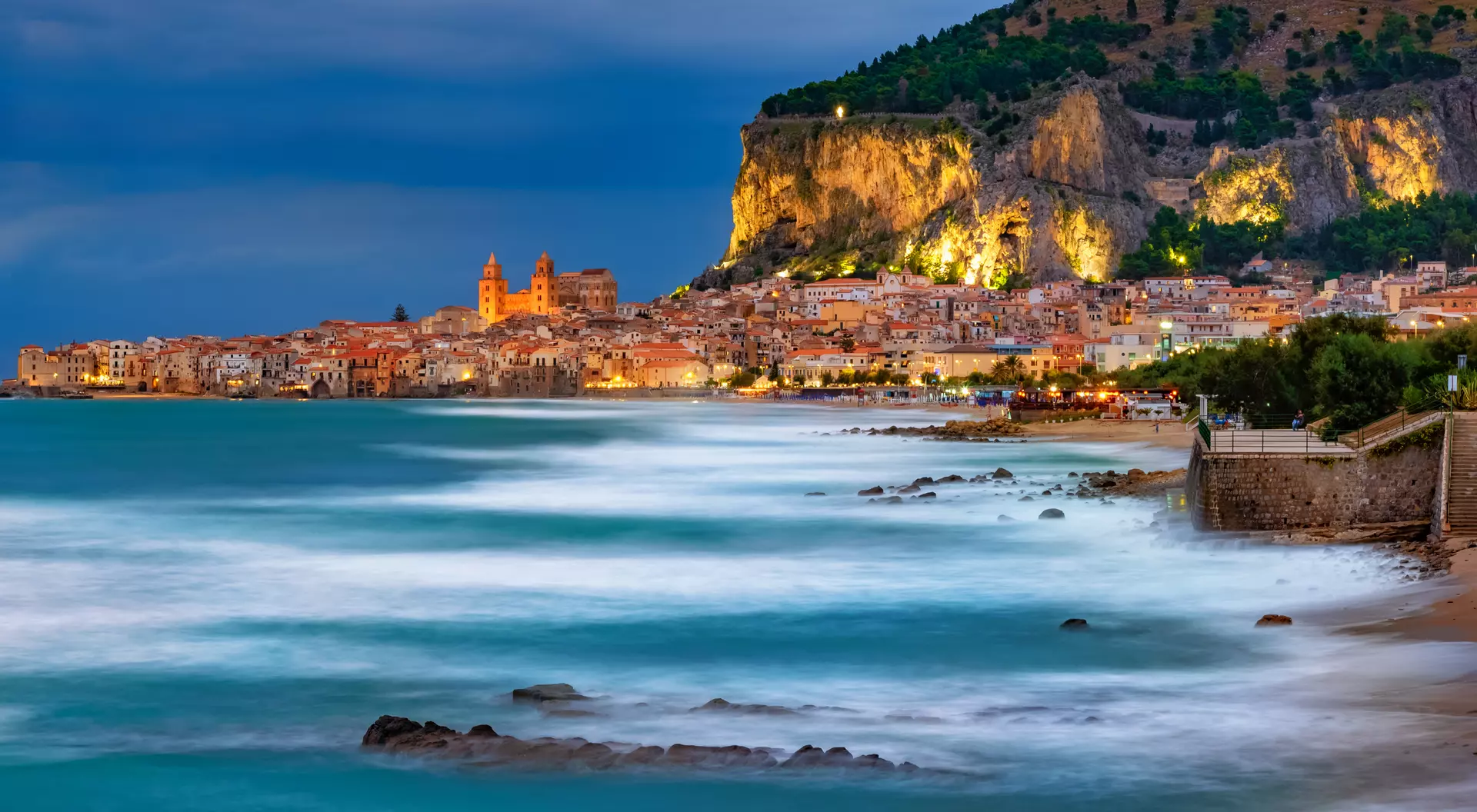 The 12th-century Norman cathedral dominates the coastal town of Cefalù