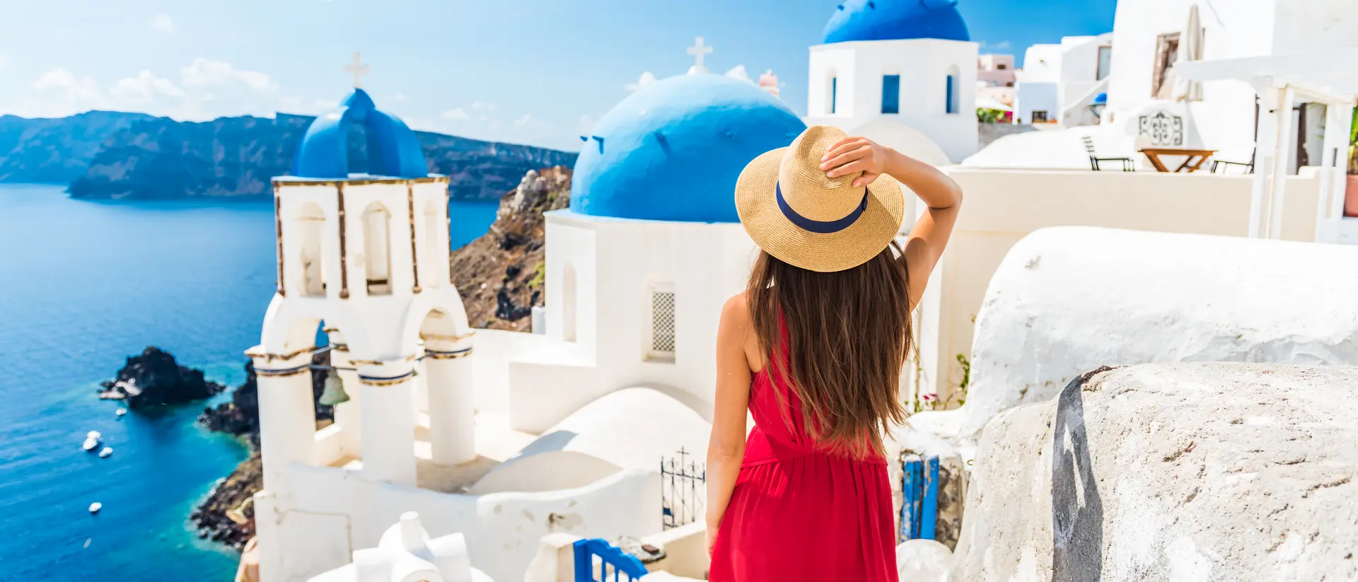 The most photographed Three Blue Domes of Santorini