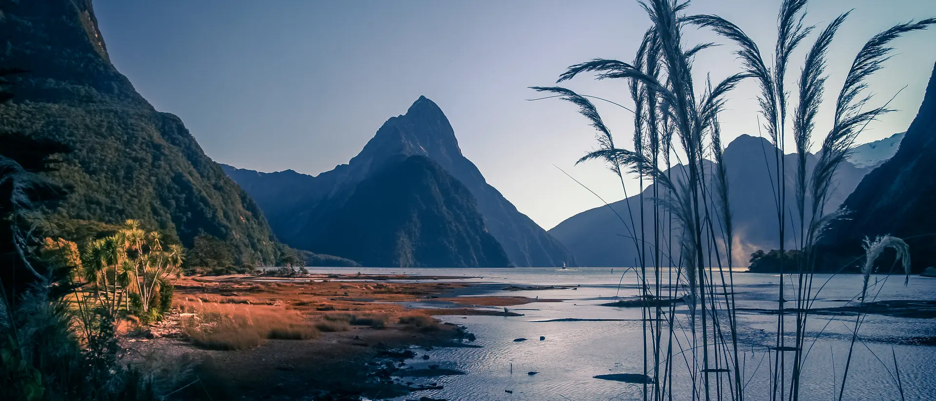 Dawn breaks over Milford Sound