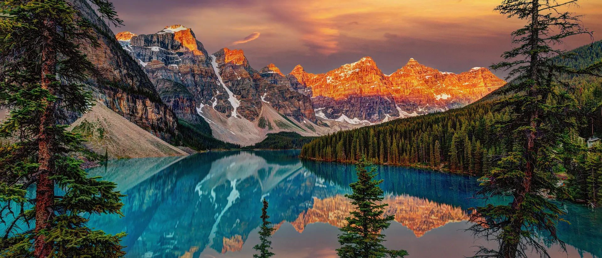 Sunrise Over the Canadian Rockies at Moraine Lake