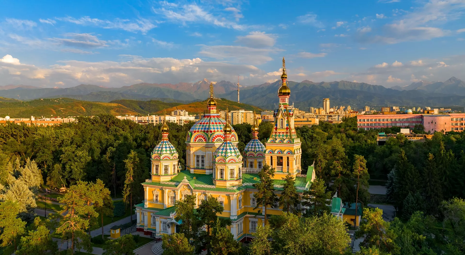 Orthodox wooden Ascension Cathedral built in 1907, Almaty
