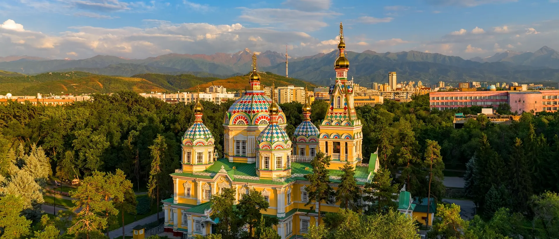 Orthodox wooden Ascension Cathedral built in 1907, Almaty
